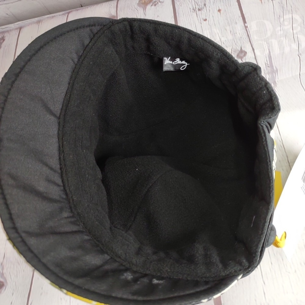 NWT VERA BRADLEY 'Be Cozy' Collection Newsgirl Hat (Dogwood Pattern) BLK YLW WHT - Picture 5 of 5